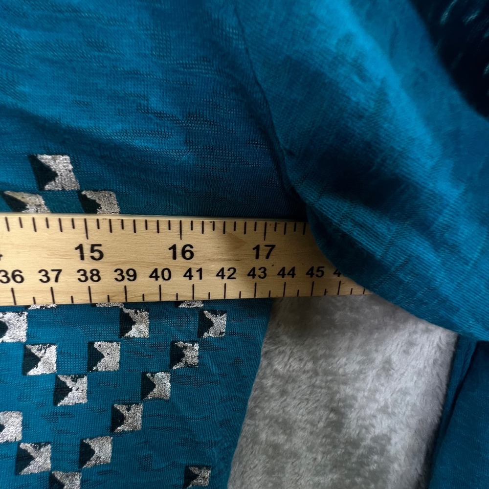 Roper Teal Blue Studded Geometric Aztec M Cowgirl Slub Knit Layering Bohemian - Picture 5 of 8